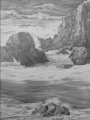 rochers   24x35cm   crayon graphite .  Coll. particulière. - Paysages marins