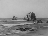 Rochers à St. Hilaire de Riez (crayon graphite) 14/20cm. 2015 - Paysages marins (suite)