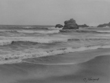 Rochers à Biarritz (crayon graphite) 14/20cm. 2014 - Paysages marins (suite)