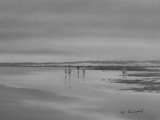 Promenade à marée basse 01 (crayon graphite) 14/20cm. 2014 - Paysages marins (suite)