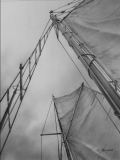 Voiles 03 (crayon graphite) 24/32cm. 2015 - Voiliers et gréement